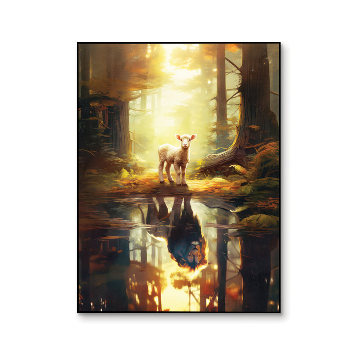 Lion & Lamb Reflection Printed Art