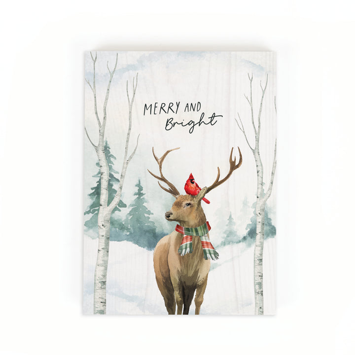 Merry & Bright Deer Wood Block Décor