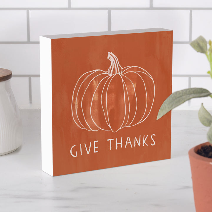Give Thanks Wood Block Décor