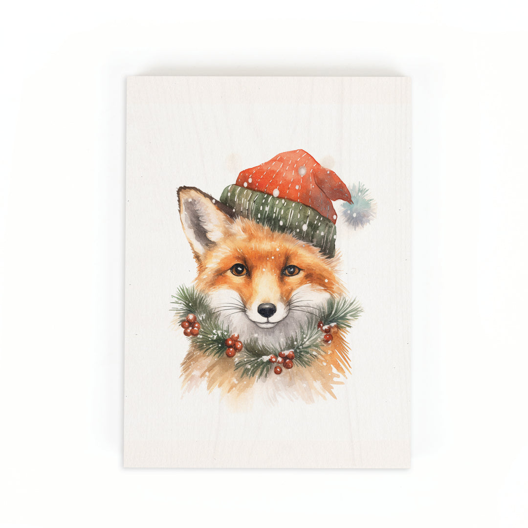 Fox With Hat Wood Block Décor