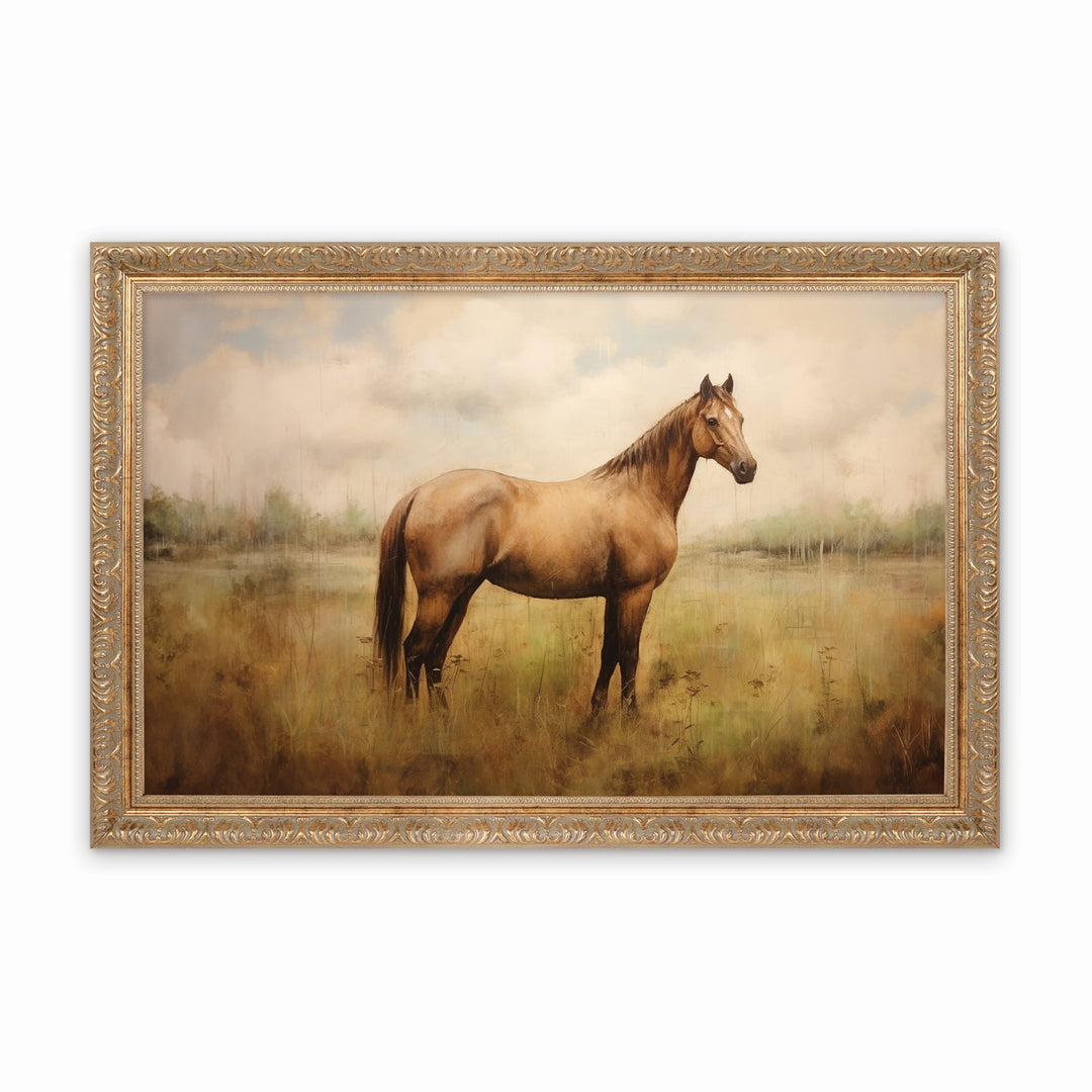 Horse Gold Framed Linen