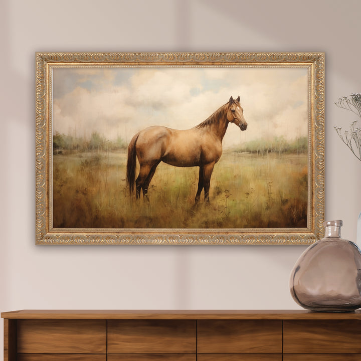 Horse Gold Framed Linen