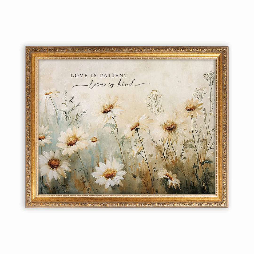 Love Is Patient Love Is Kind Gold Framed Linen