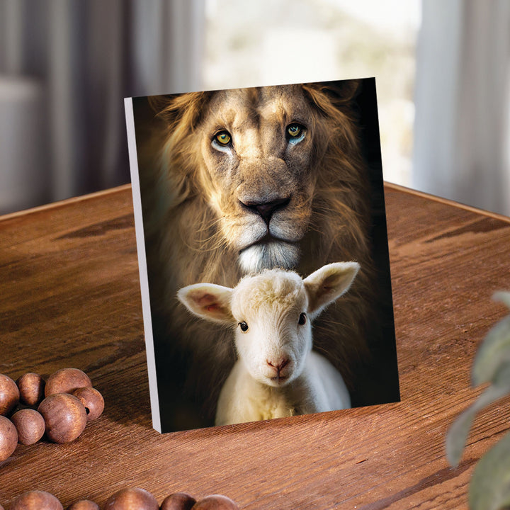 Lion & Lamb Portrait Ornate Tabletop Décor