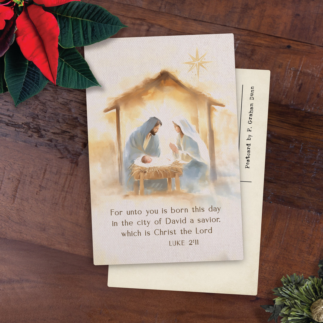For Unto You Is Born This Day Wooden Postcard