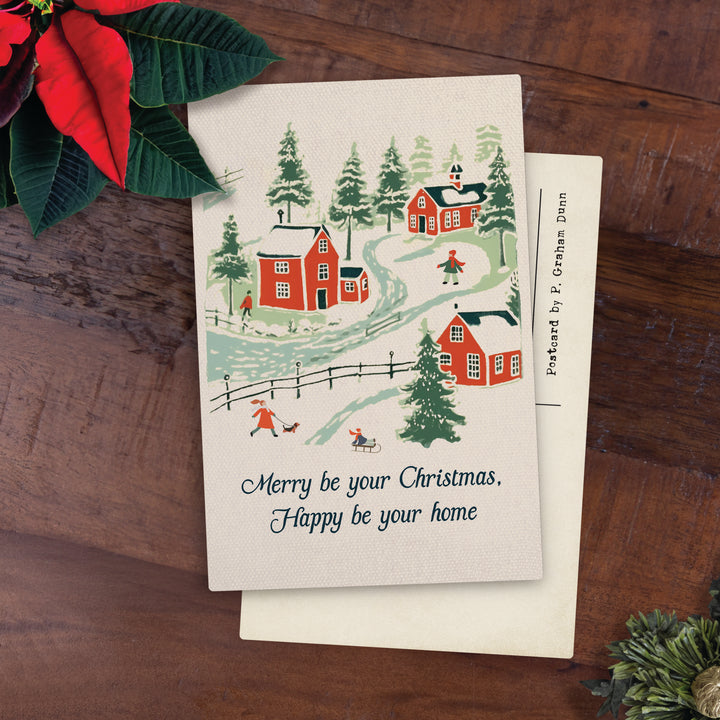 Merry Be Your Christmas Happy Be Your Home Wooden Postcard