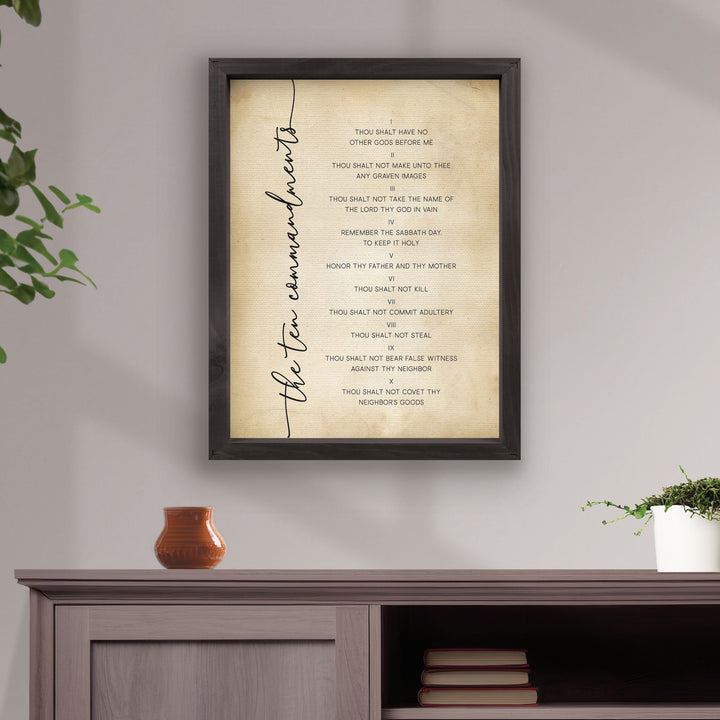 The Ten Commandments Vintage Framed Linen