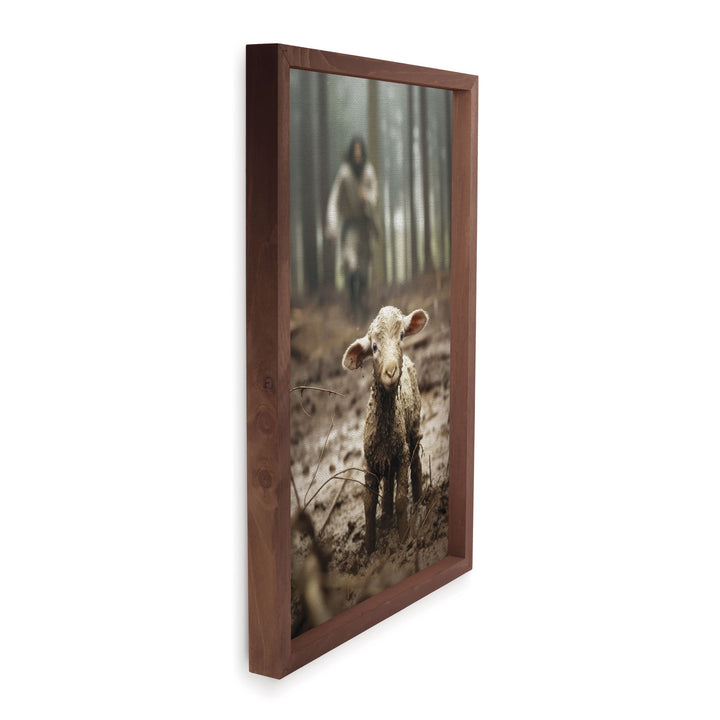 Jesus Running After a Lost Lamb Large Framed Print