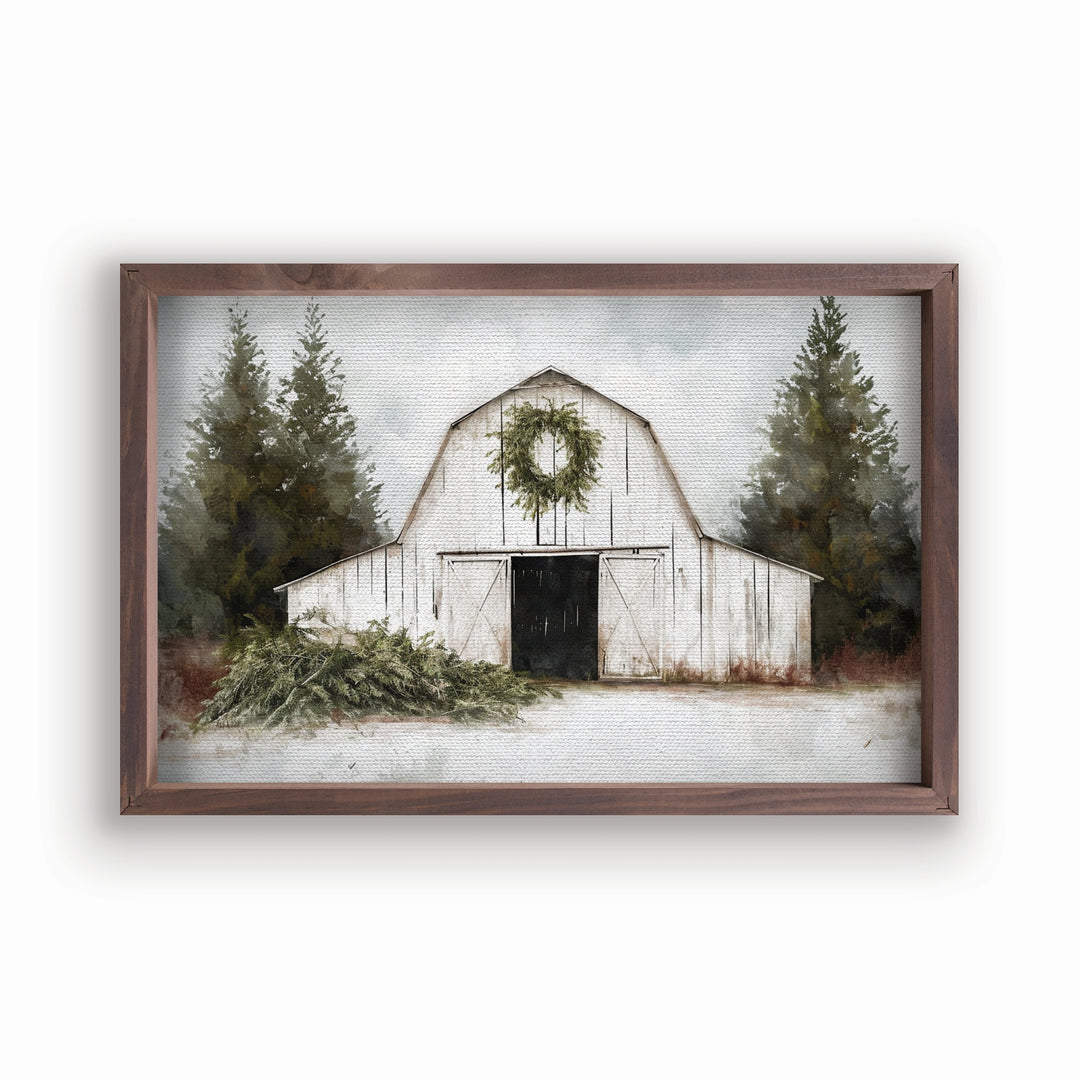 White Barn 24X16 Framed Linen