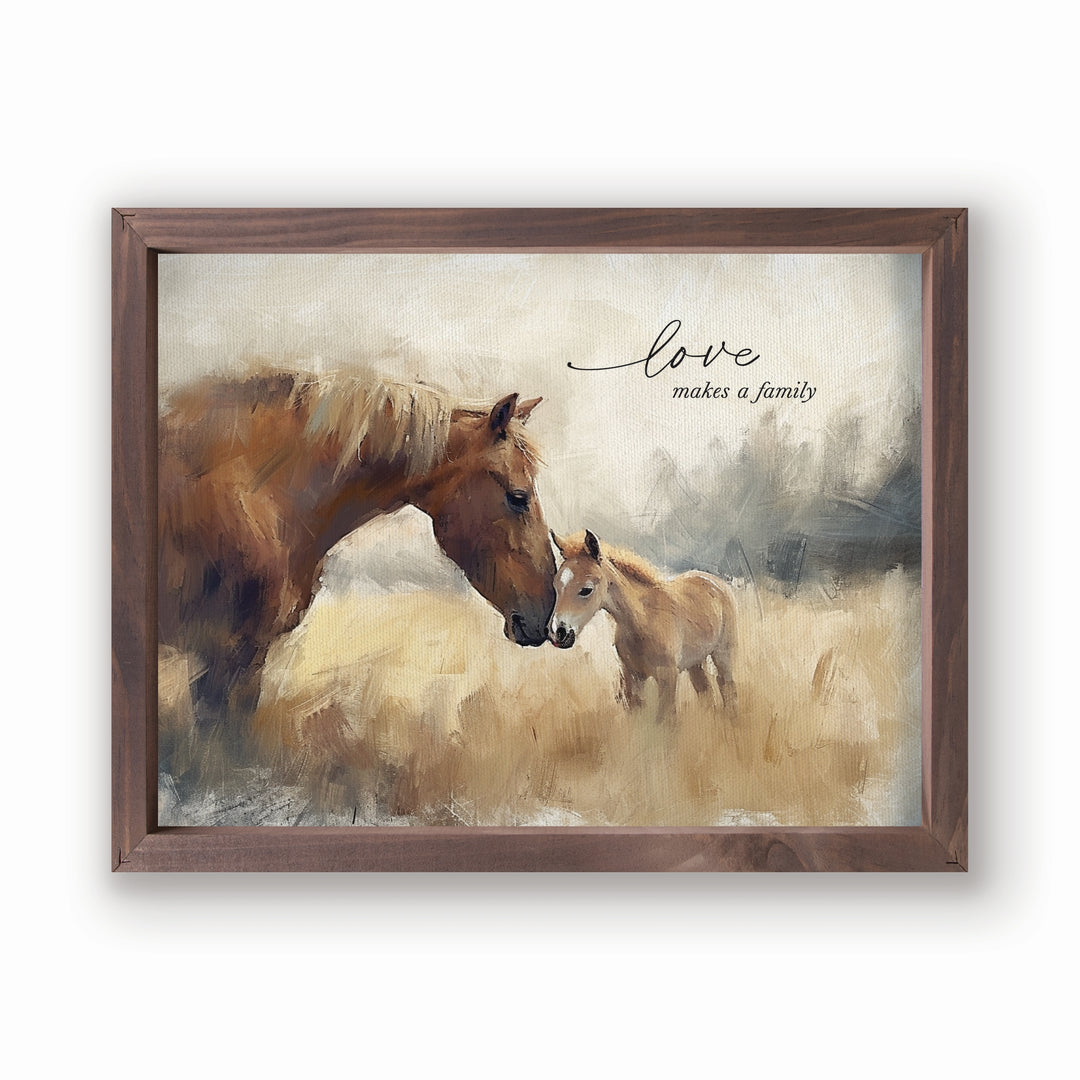 Love Makes A Family Framed Linen