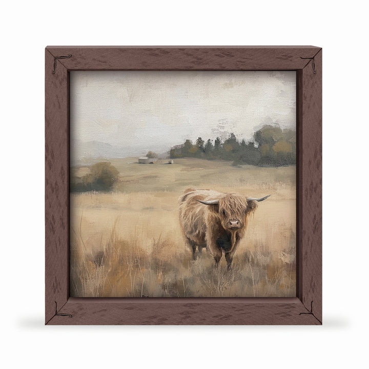 Highland Cow 5X5 Framed Linen