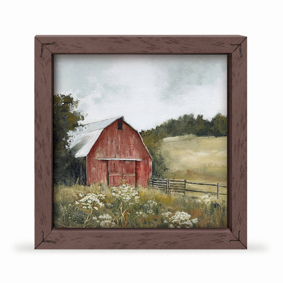 Red Barn Framed Linen