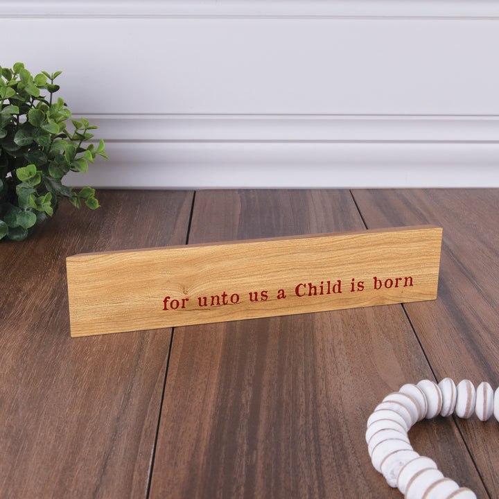 For Unto Us A Child Is Born Wood Block Décor