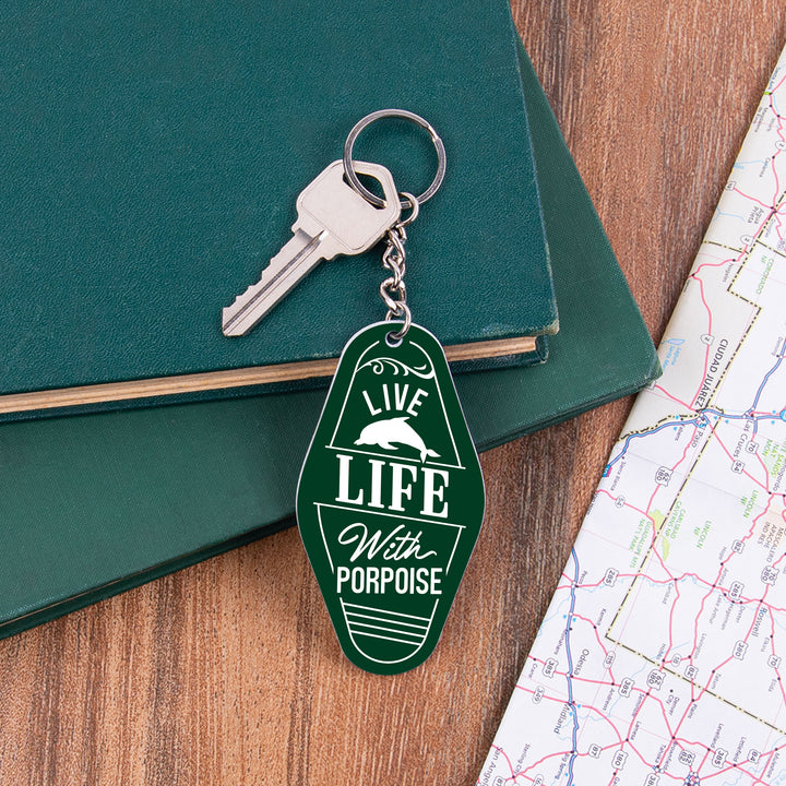 **Live Life With Porpoise Vintage Engraved Key Chain