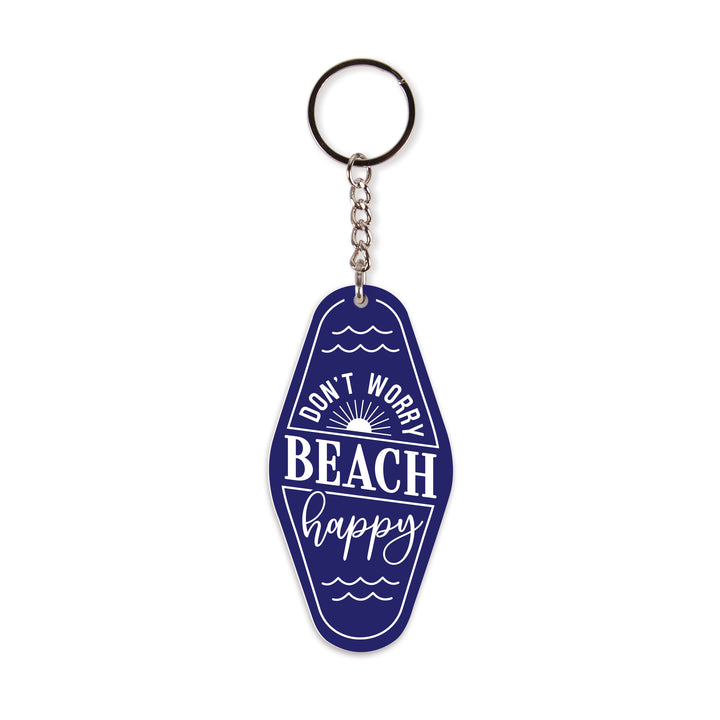 **Don't Worry Beach Happy Vintage Engraved Key Chain