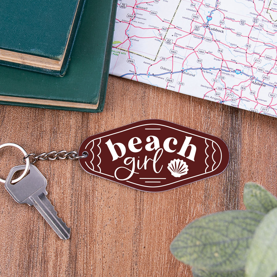 **Beach Girl Vintage Engraved Key Chain