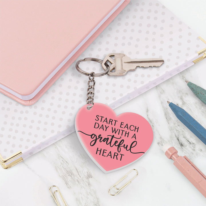 Start Each Day With A Grateful Heart Key Chain