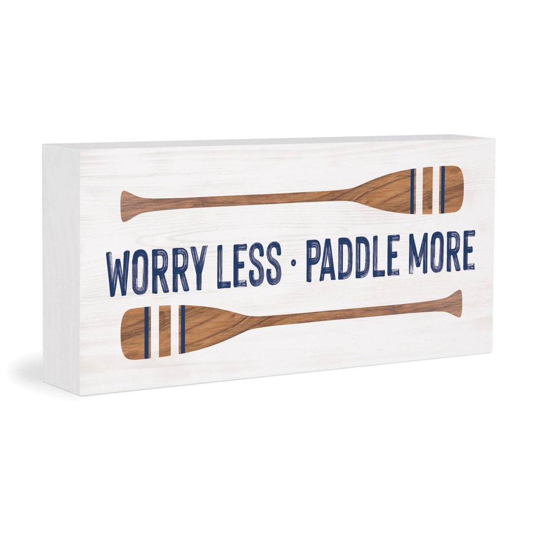**Worry Less, Paddle More Wood Block Décor