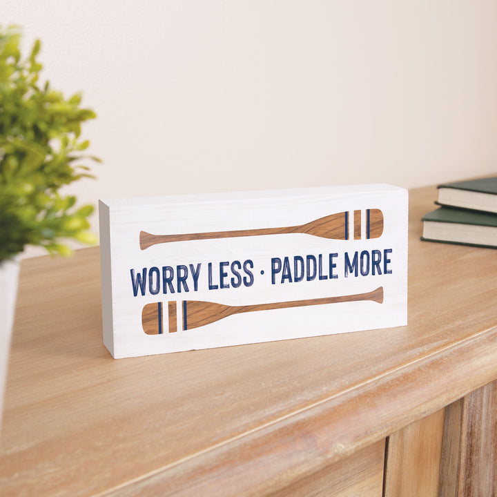 **Worry Less, Paddle More Wood Block Décor