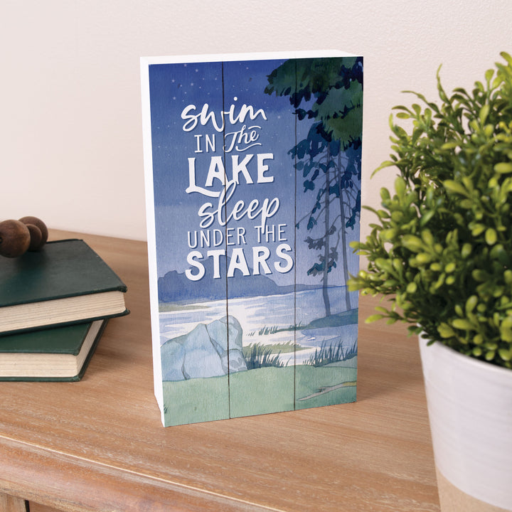 **Swim In The Lake Sleep Under The Stars Tabletop Pallet Décor