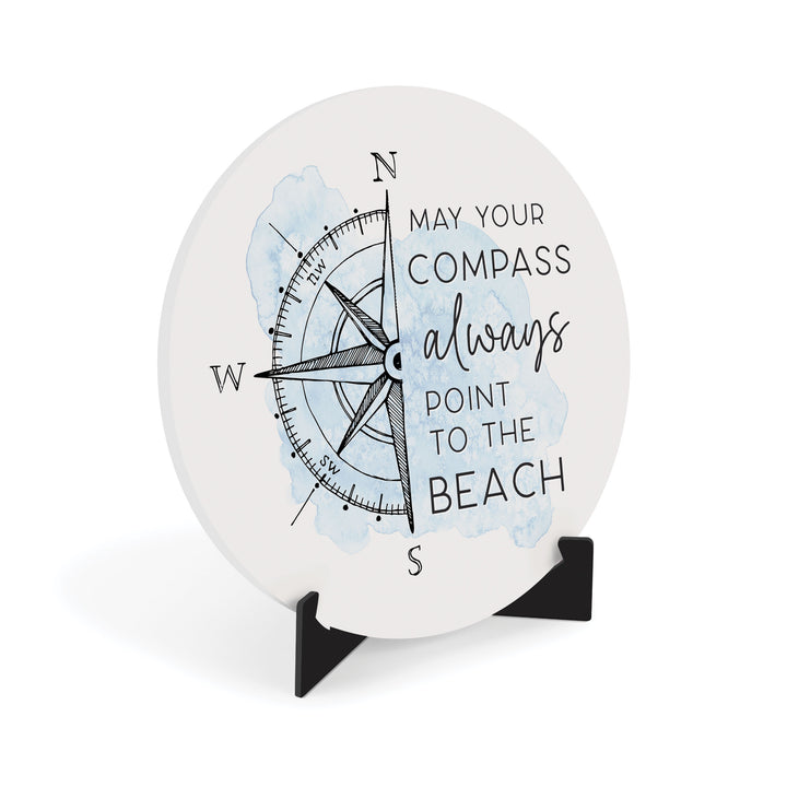 **May Your Compass Always Point to The Beach Ornate Tabletop Décor with Easel