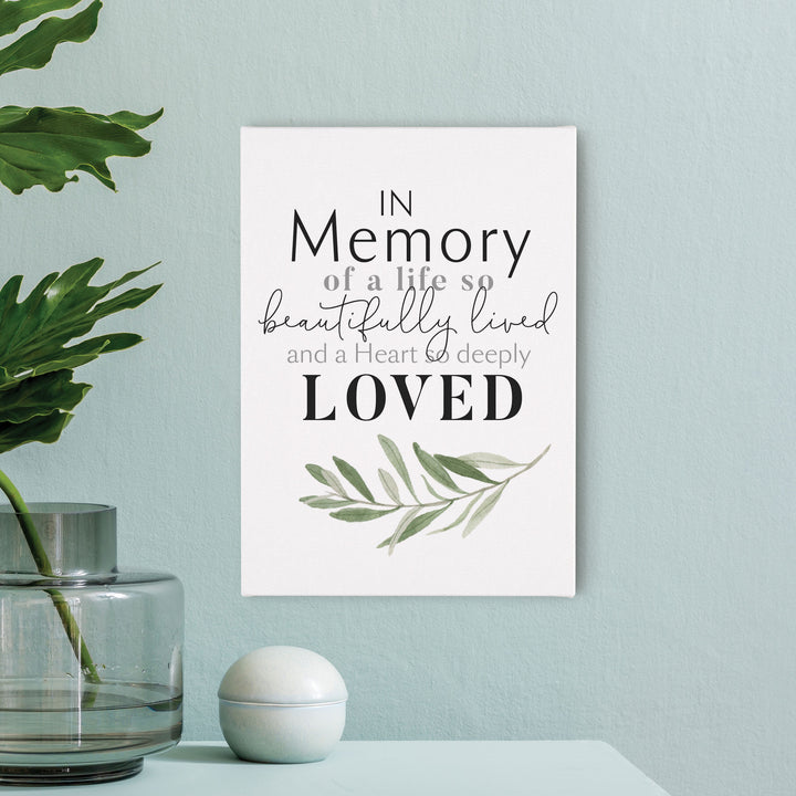 In Memory Of A Life So Beautifully Lived And Heart Canvas Décor