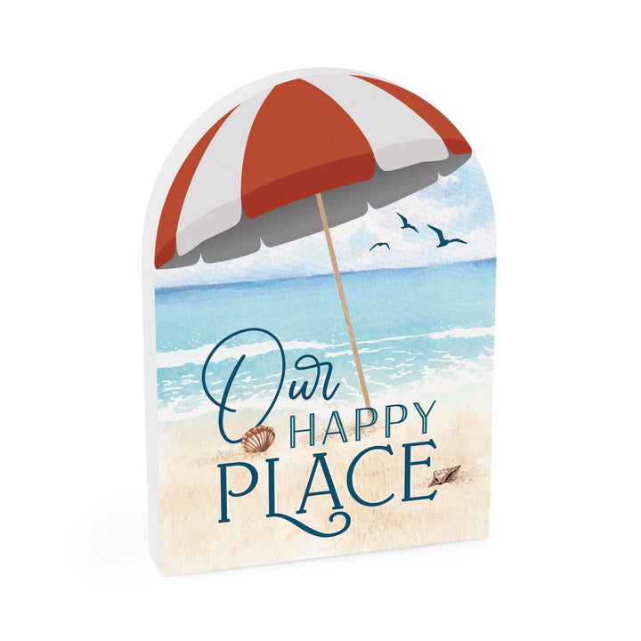 **Our Happy Place Beach Scene Shape Décor