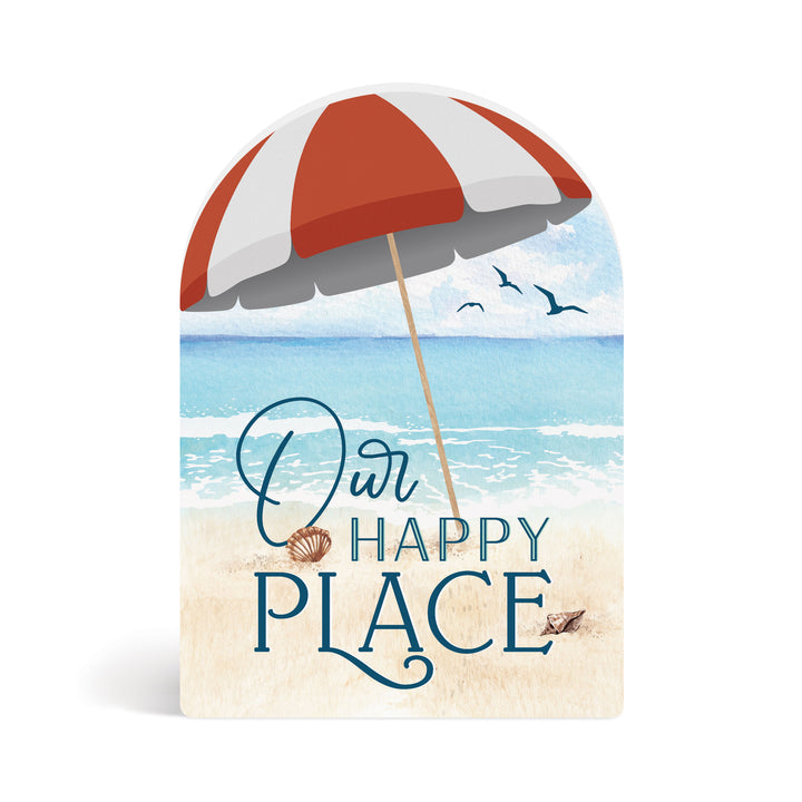 **Our Happy Place Beach Scene Shape Décor