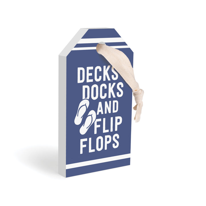 **Decks, Docks, & Flip Flops Tag Shape Décor