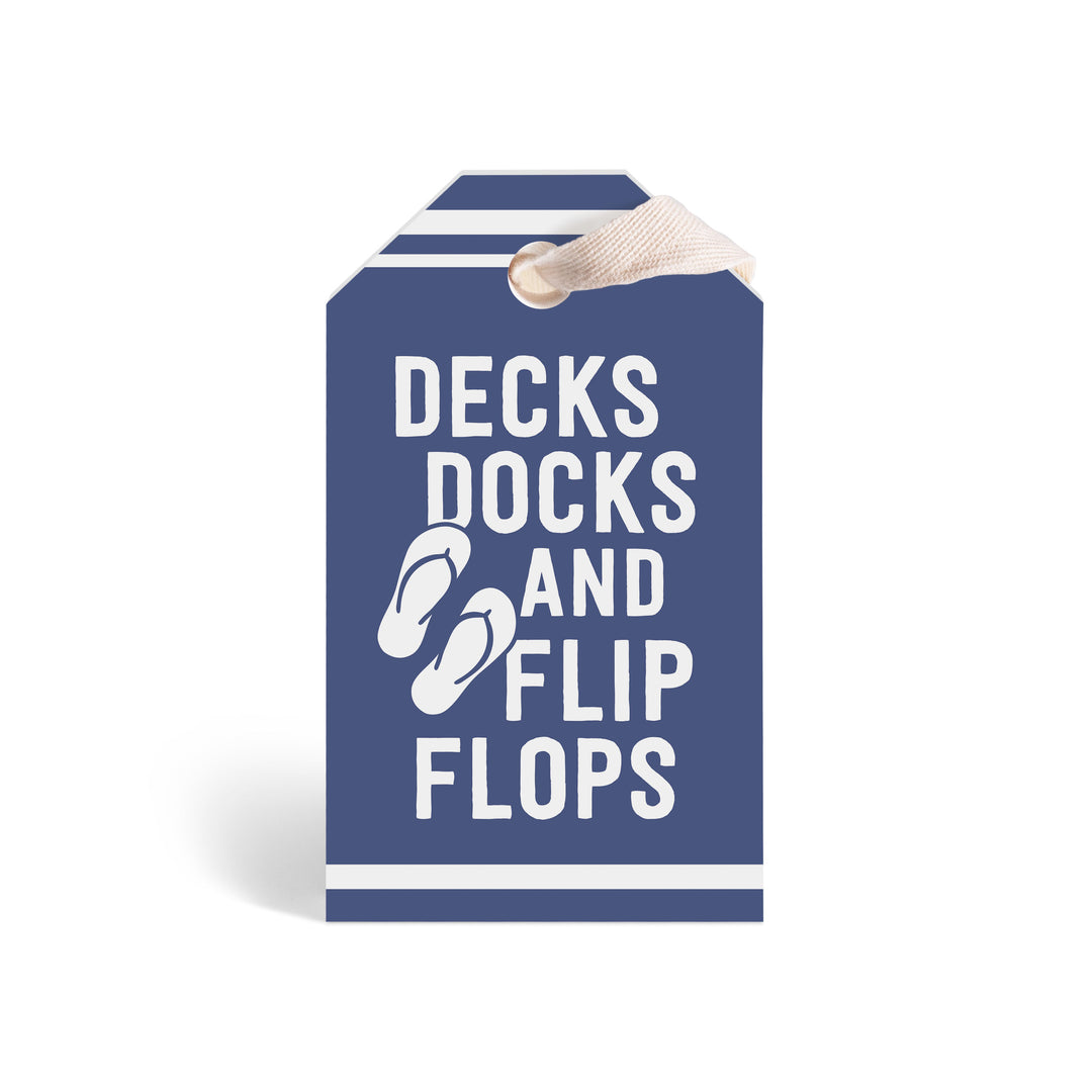 **Decks, Docks, & Flip Flops Tag Shape Décor