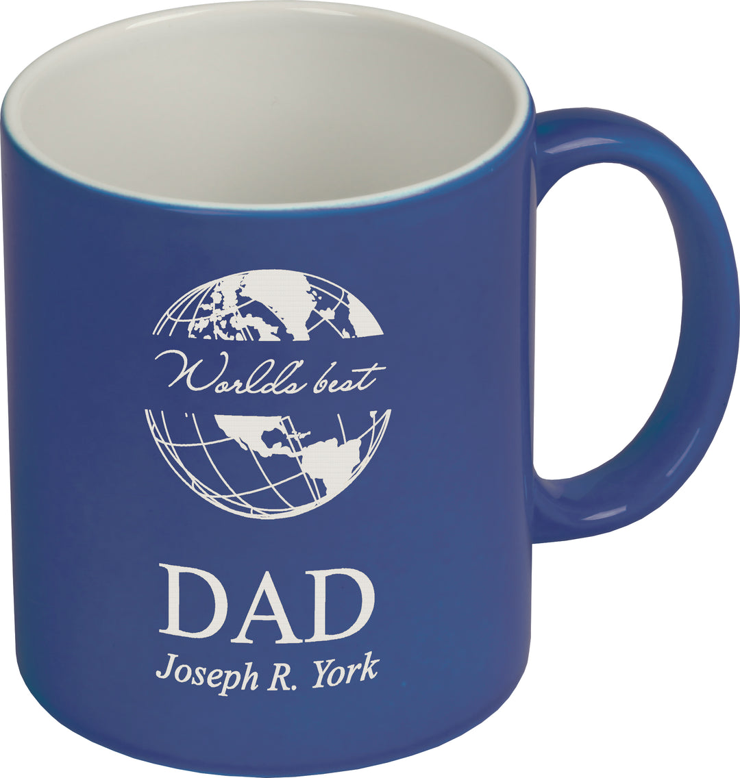 Personalized Dark Blue & White Ceramic Mug 11 oz.